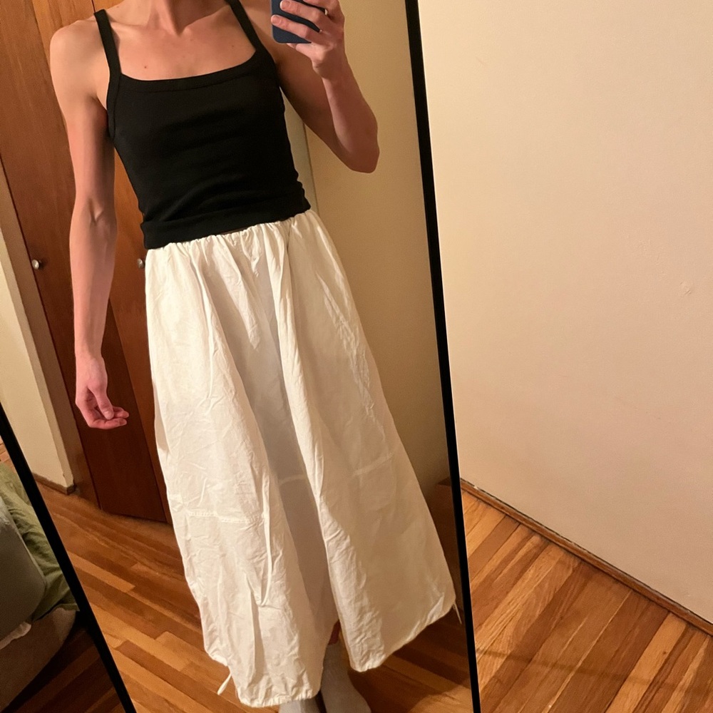 White Maxi Skirt with Elastic Waist